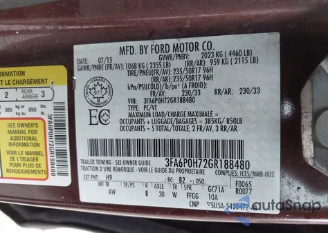 2016 Ford Fusion Se z USA, uszkodzony, nr VIN 3FA6P0H72GR188480